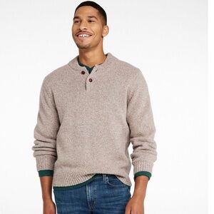 L.L. Bean Men's L.L.Bean Classic‎ Ragg Wool Sweater, Henley Size Large